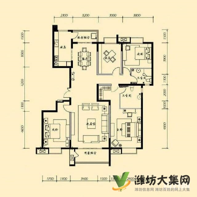 福壽街北關(guān)學校近多層3樓122平3室H戶型精裝無稅